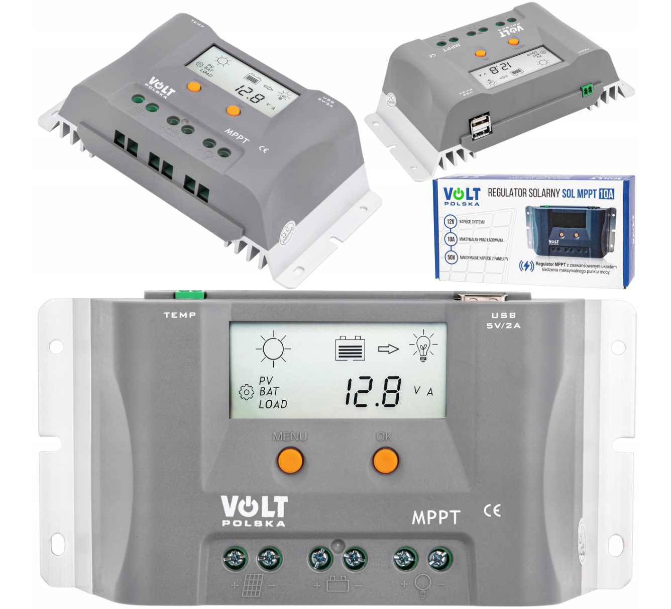 VOLT Solární regulátor 12V LCD panel 10A MPPT