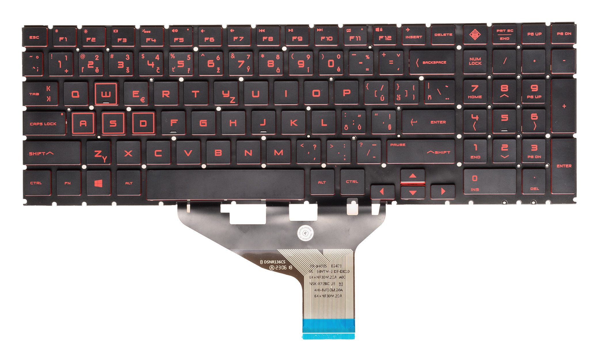 SK/CZ Klávesnica HP Omen 15-DC 15-DH podsvietená RGB Farba: Červená