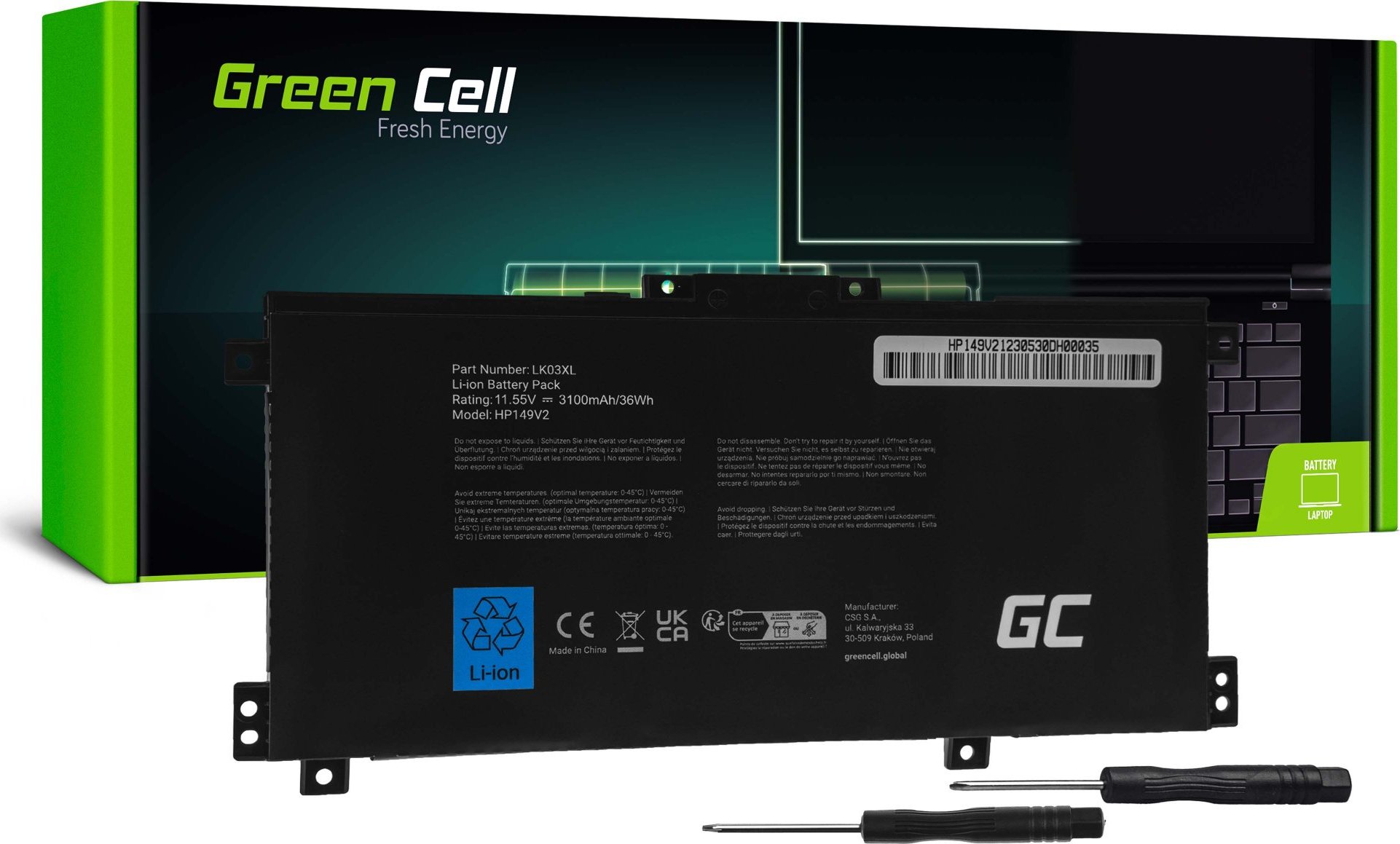 GREEN CELL Batéria do notebooku LK03XL pre HP Envy x360 15-BP 15-BP000 15-BP100 15-CN 17-AE 17-BW