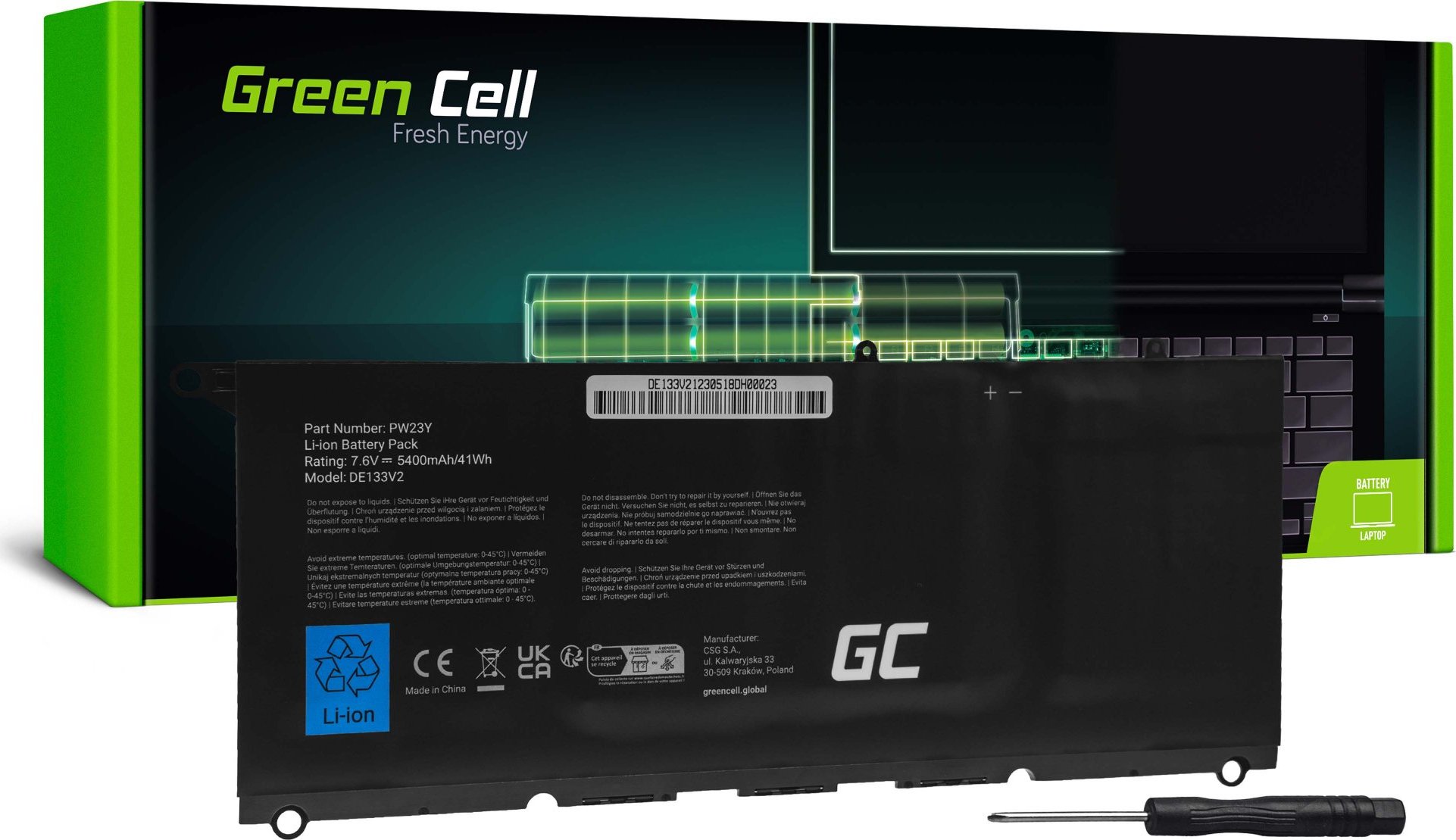 GREEN CELL Batéria do notebooku PW23Y pre Dell XPS 13 9360