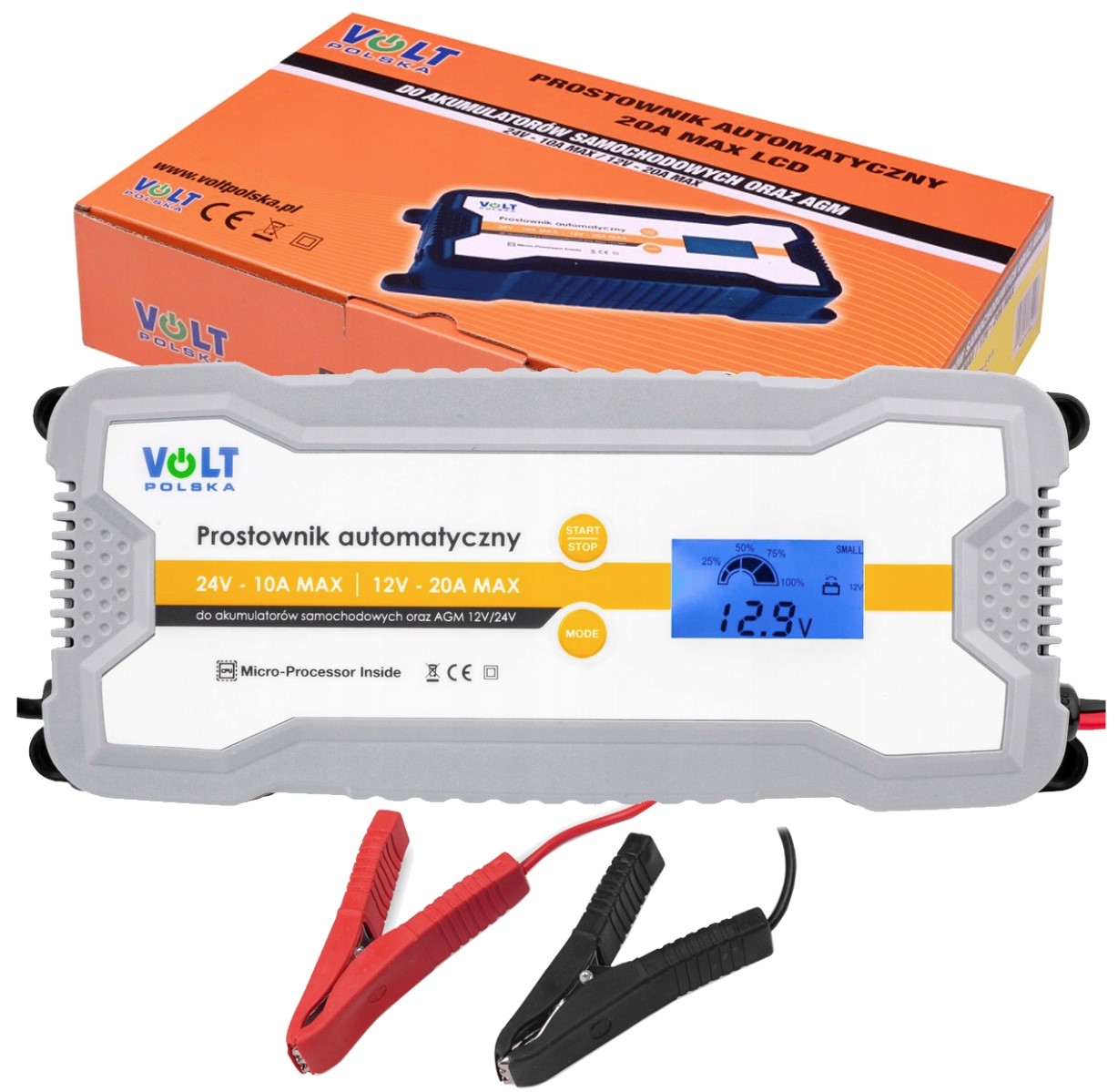 Automatická nabíjačka 12V 24V 20A LCD