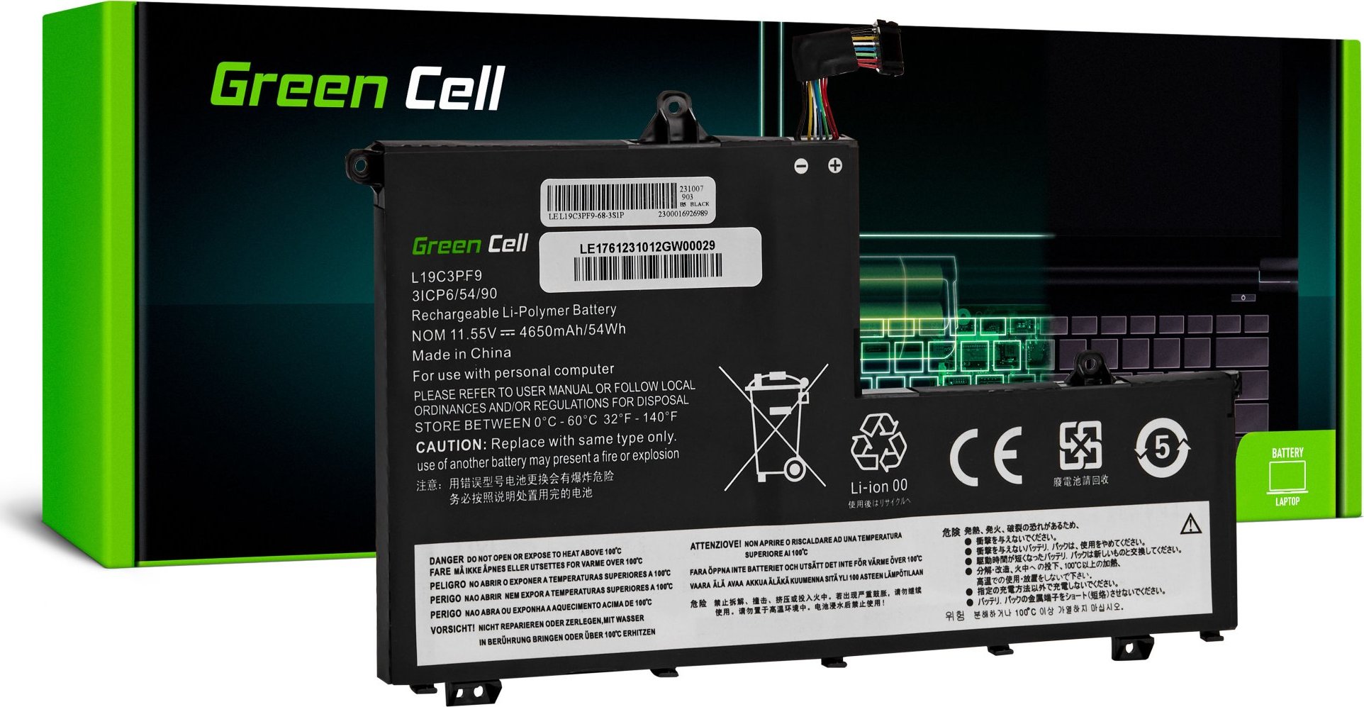 GREEN CELL Batéria do notebooku L19C3PF1 L19D3PF1 L19L3PF8 L19M3PF1 pre Lenovo ThinkBook 14-IIL 14-IML 15-IIL 15-IML
