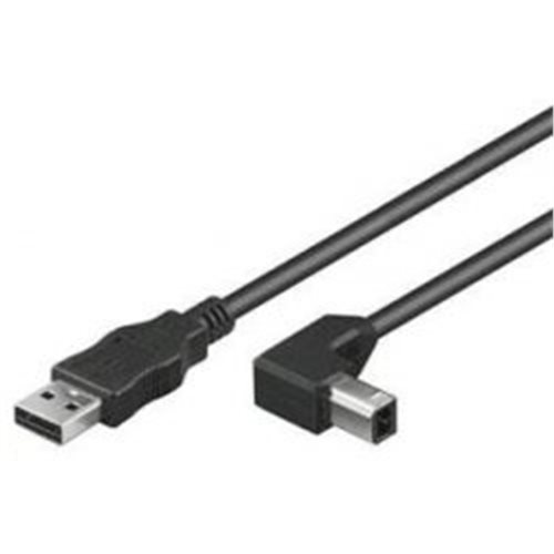 PremiumCord Kábel USB 2.0, A-B, 2m so zahnutým USB-B konektorom 90°