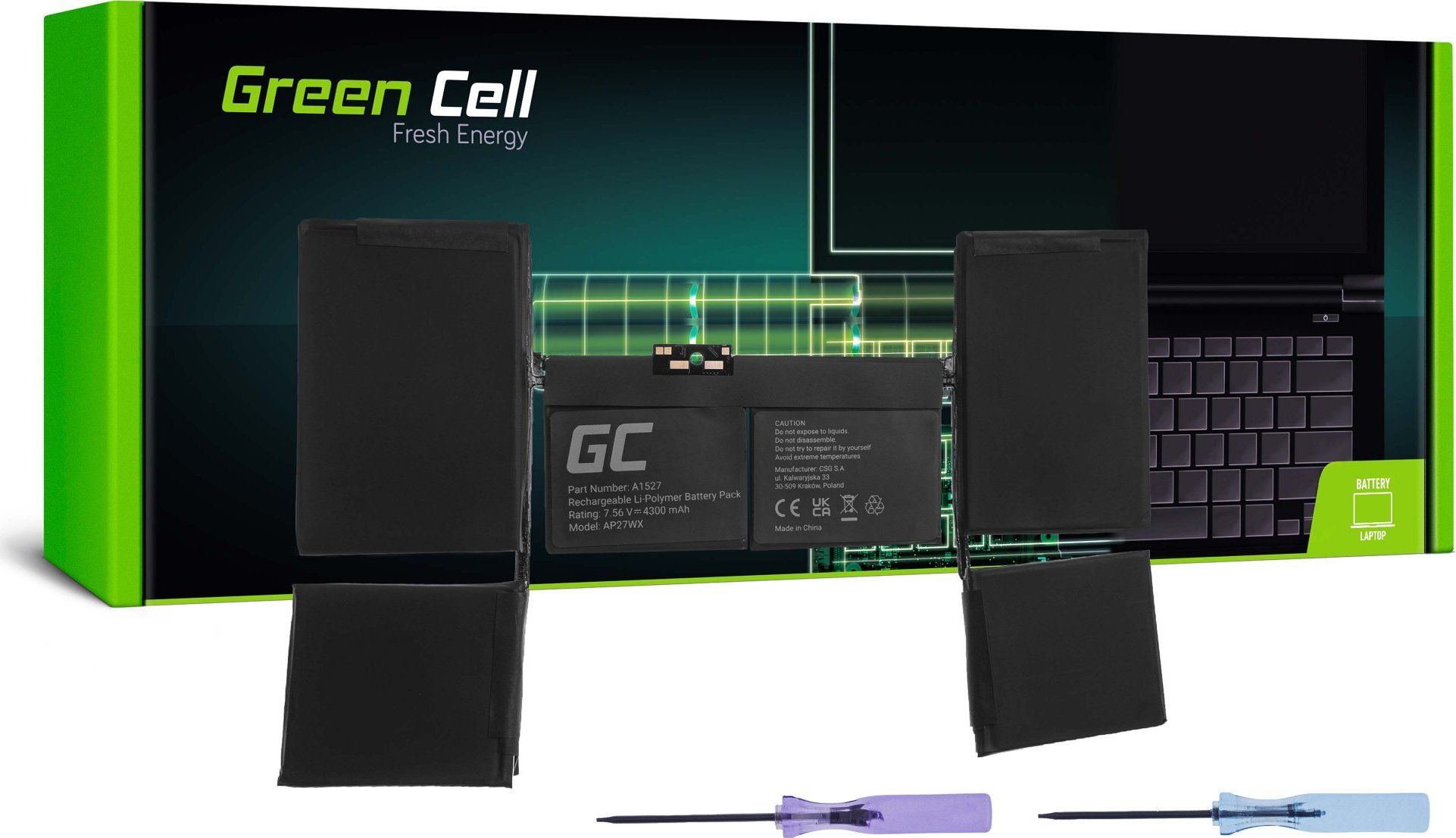 GREEN CELL Batéria A1527 pre Apple MacBook 12 A1534 (Early 2015, Early 2016, Mid 2017)