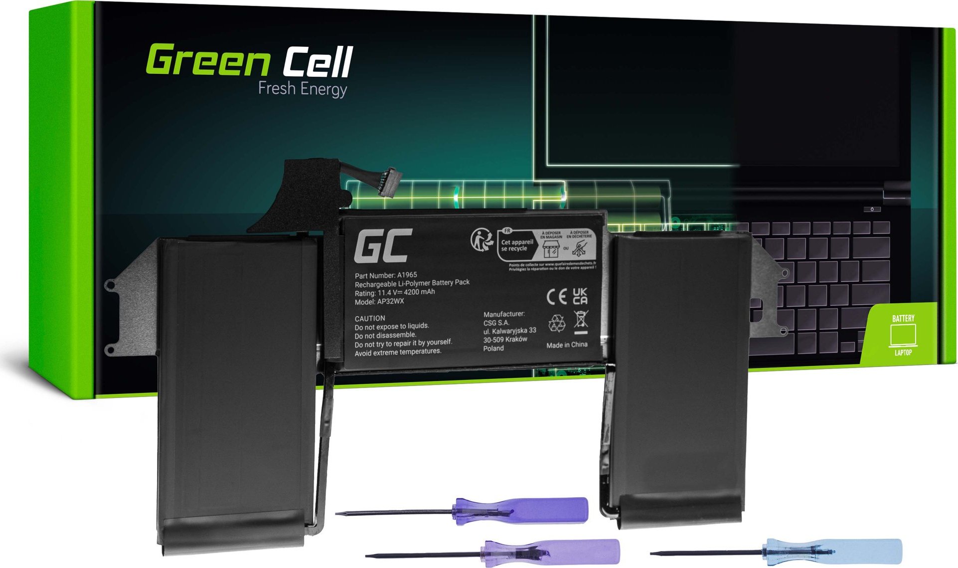 GREEN CELL Batéria A1965 pre Apple MacBook Air 13 A1932 A2179 (2018, 2019, 2020)