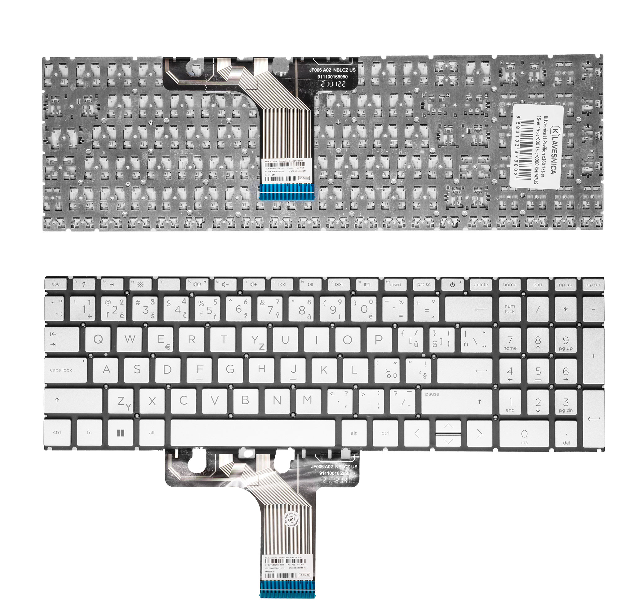 Klávesnica HP Pavilion x360 15t-er 15-er 15t-er000 15-er0000  +Zdarma SK/CZ polepy Farba: Strieborná, Podsvietenie: Nie, Rozloženie znakov: Anglické…