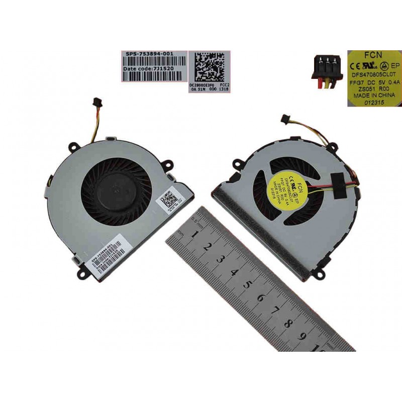 Ventilátor Hp Pavilion 15-G 15-R 245 G3 Dell Inspiron 15 15R 17 17R 753894-001 3 Pin