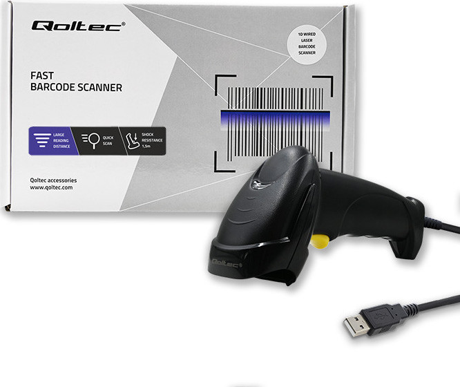 1D laserová čítačka čiarových kódov | USB | čierna