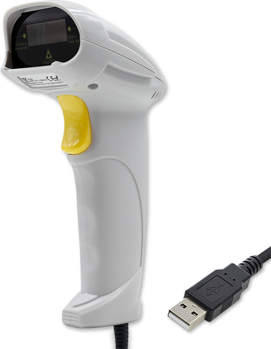 Laserová 1D čítačka čiarových kódov | USB | Biela