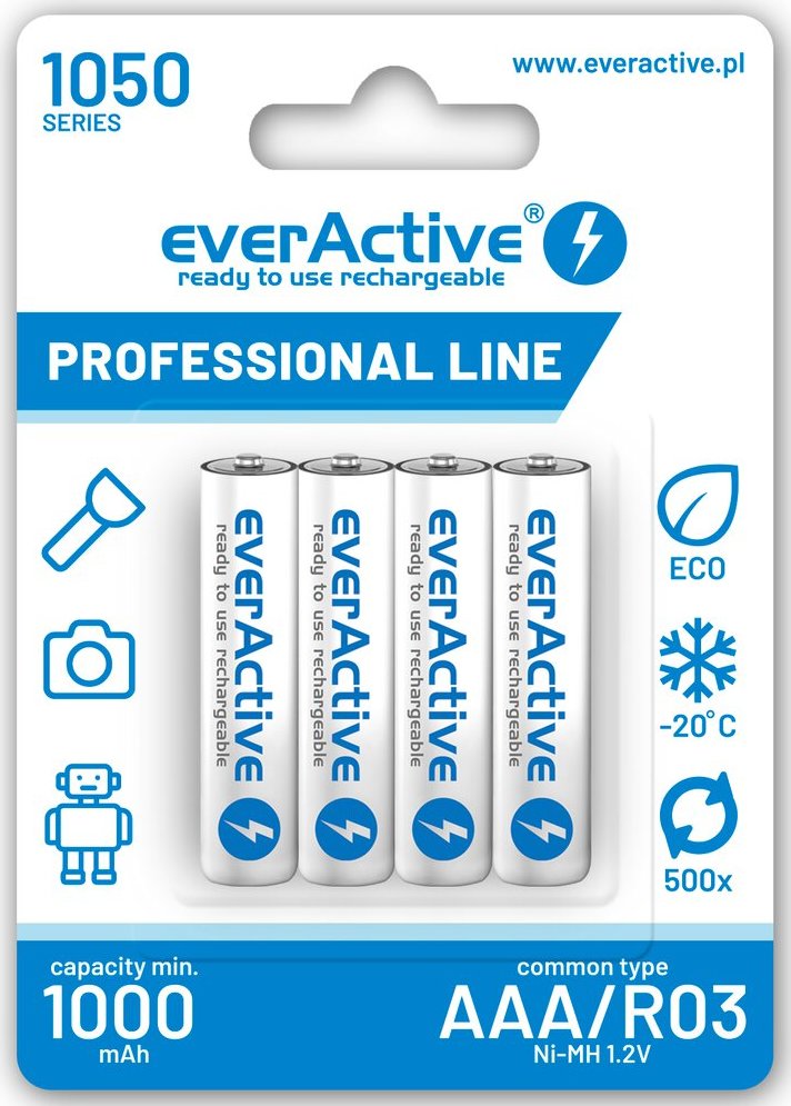 4x Nabíjateľne batérie AAA / R03 Ni-MH batéria 1050 mAh