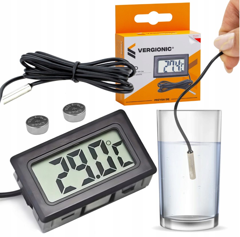 Presný digitálny LCD teplomer so sondou, rozsah -50°C až +110°C