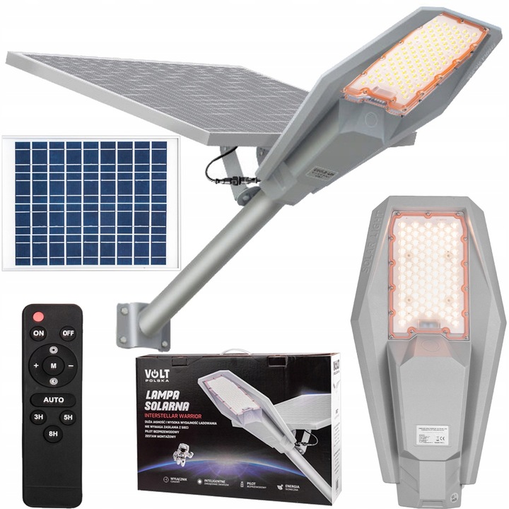 Solárna lampa WARRIOR LED 250W s čidlom súmraku a diaľkovým ovládaním – Volt Polska