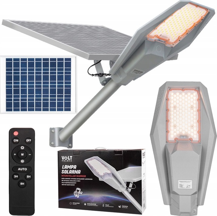 Solárna lampa WARRIOR LED 360W s čidlom súmraku a diaľkovým ovládaním – Volt Polska