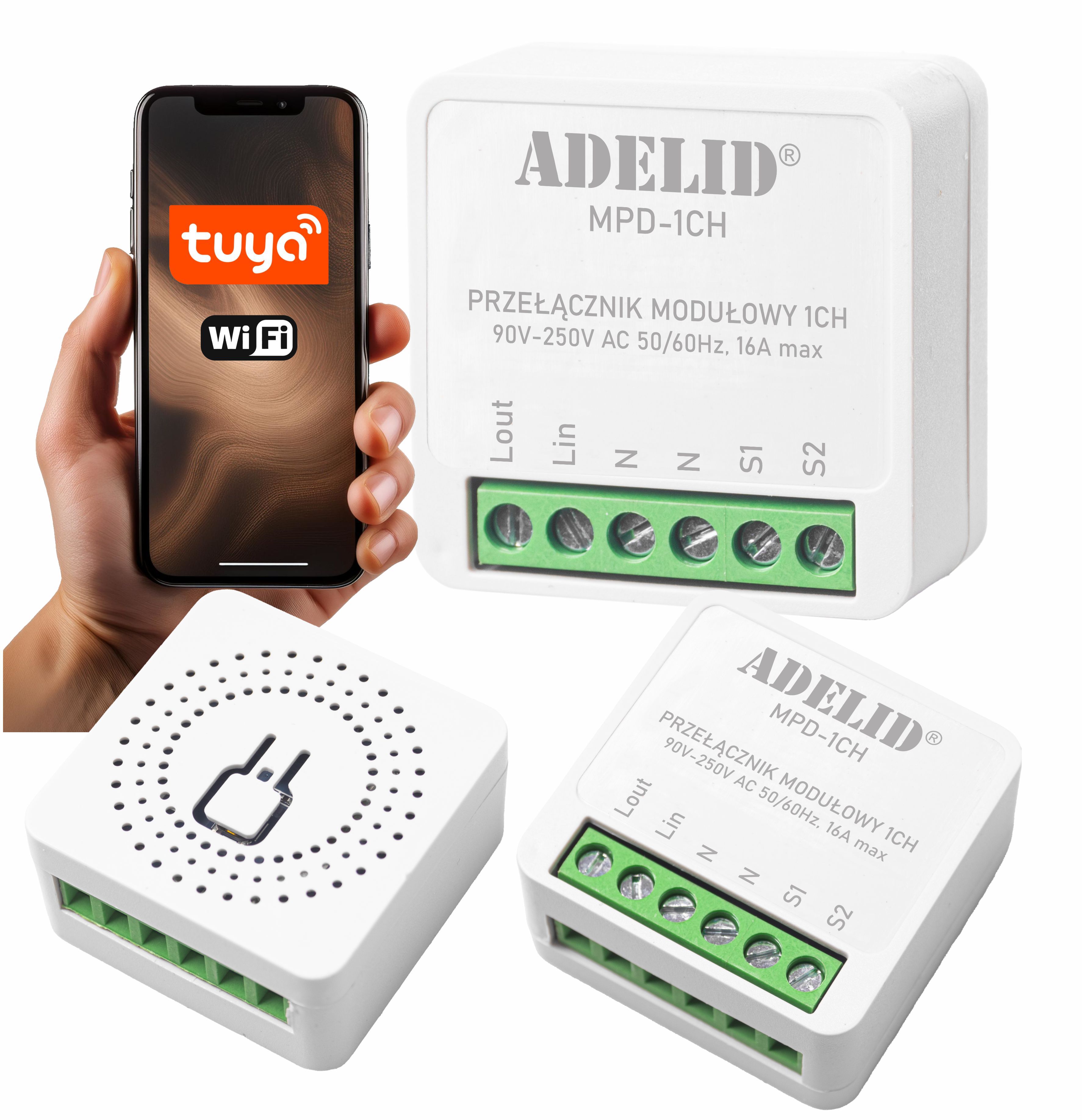 Smart zapustený vypínač 1-kanálový WiFi 16A