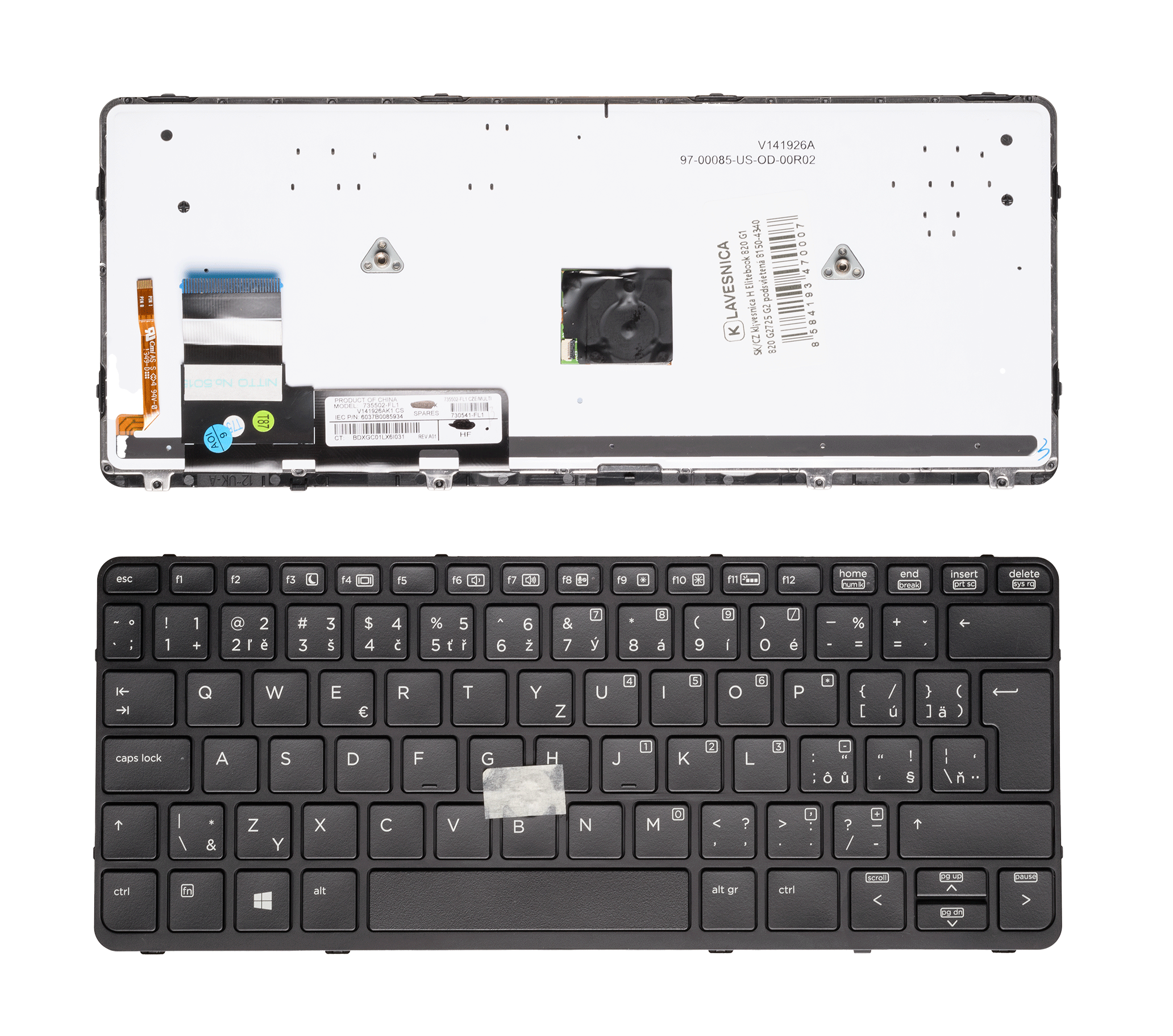 SK/CZ klávesnica HP Elitebook  820 G1 820 G2 725 G2 podsvietená