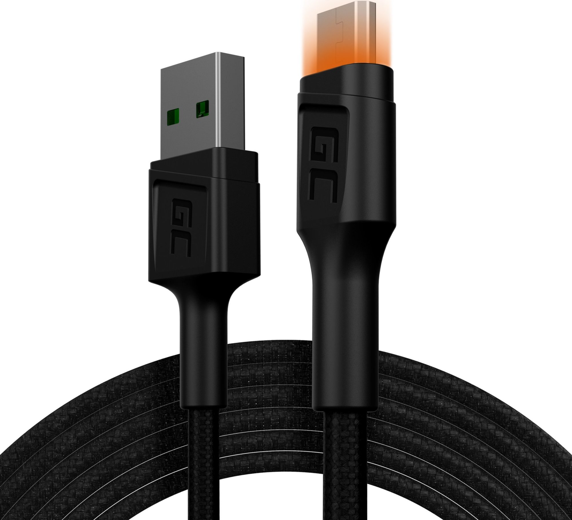 GREEN CELL KábelGC Ray USB - Micro USB 200cm oranžovým podsvietením LED, rýchlym nabíjaním