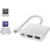 Adaptér USB-C 3.1 | HDMI A + USB-A 3.0 + USB-C 3.1 PD | 0.2m | biely