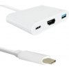 Adaptér USB-C 3.1 | HDMI A + USB-A 3.0 + USB-C 3.1 PD | 0.2m | biely