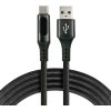 kabel przewod pleciony usb usb c typ c lcd everactive cbb 1cbl 100cm z obsluga szybkiego ladowania do 3a czarny 2