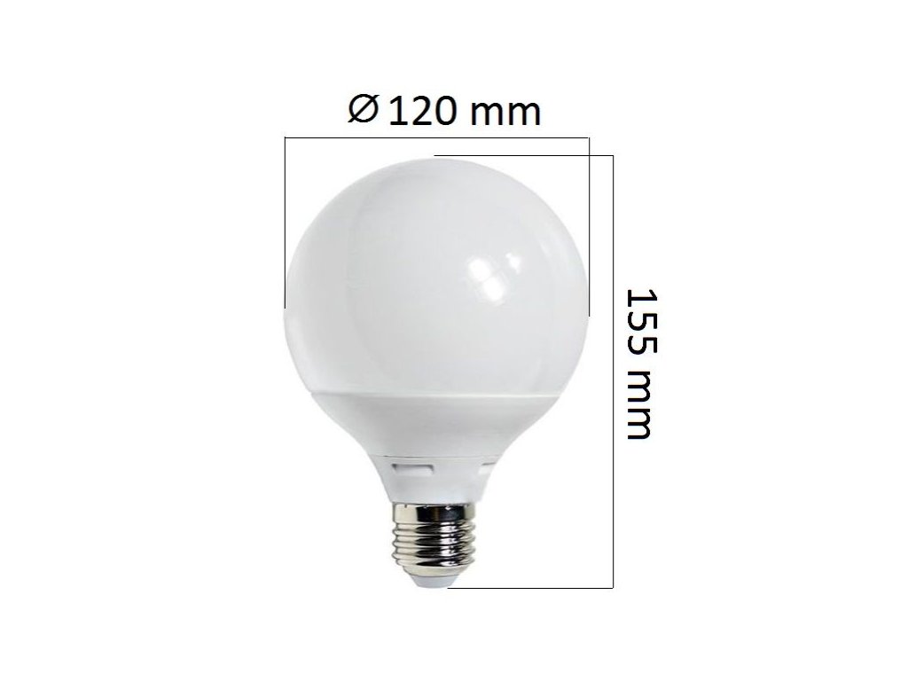 LED  žárovka E27 15W 1300lm G120, studená, ekvivalent 90W