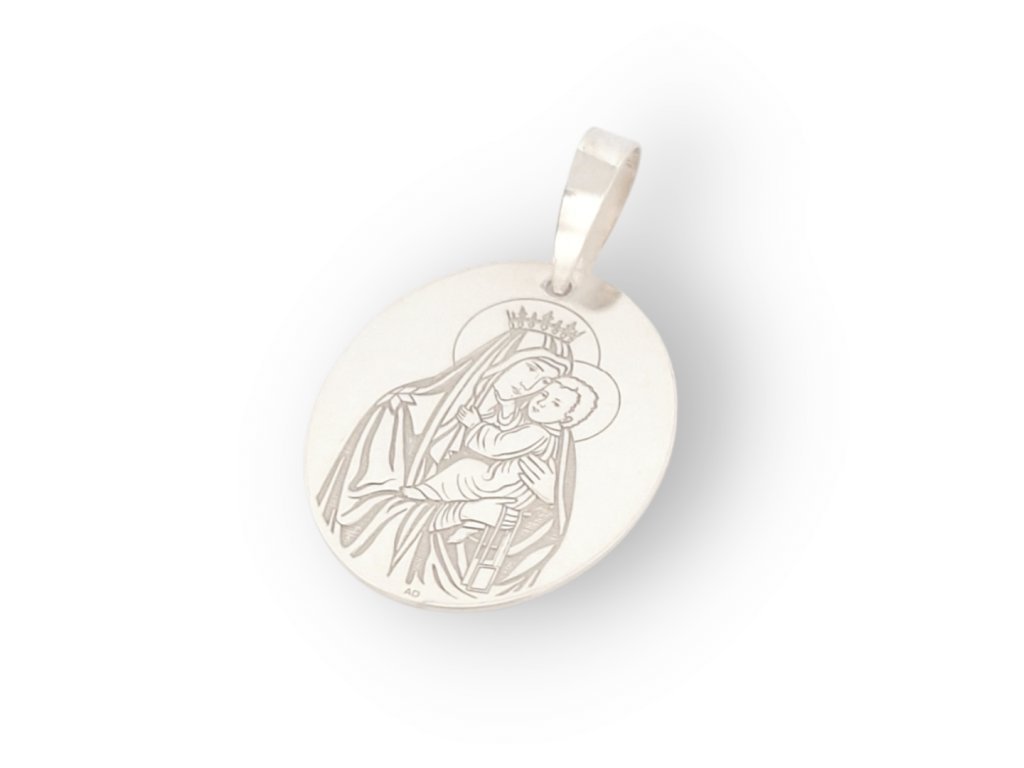 Strieborný medailón Sv. matky Márie s Ježiškom