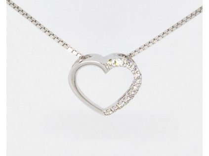 Přívěsek srdce z bílého zlata s diamanty Y418
