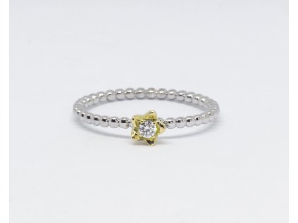 Prsten z bílého a žlutého zlata s diamantem Z059