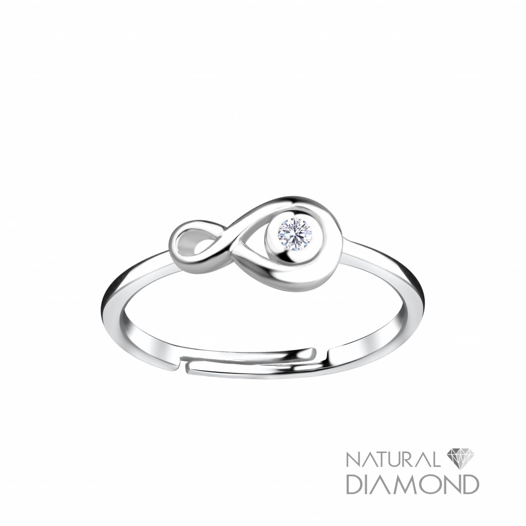 Stříbrný nastavitelný prsten s diamantem Nekonečno