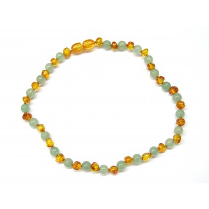 666 jantarove koralky pro deti jantar a zeleny avanturin