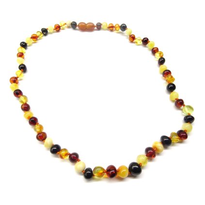 253 jantarovy nahrdelnik 45 cm kulate lestene kaminky multicolor