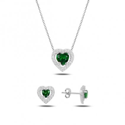 sada šperků zelené srdce