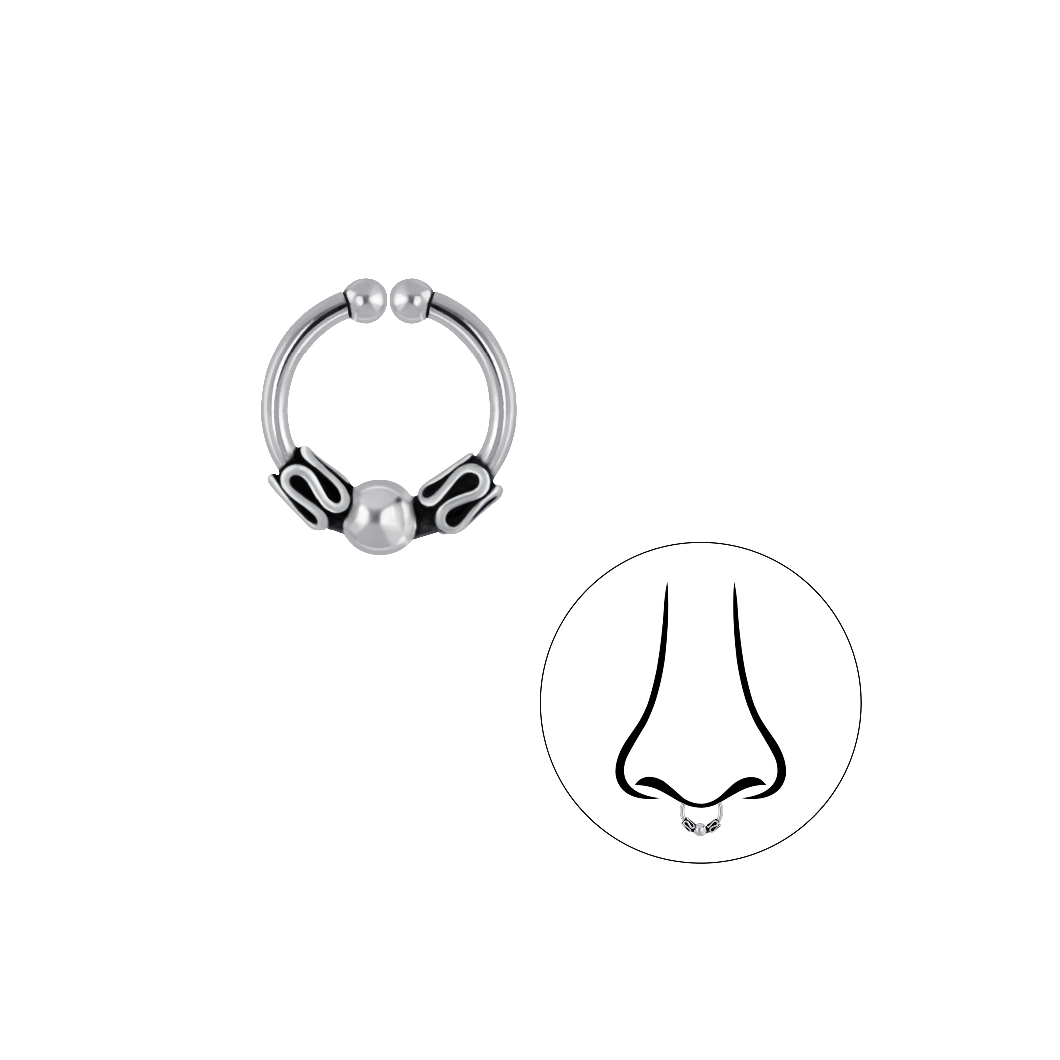 Levně Falešný piercing do nosu septum Bali