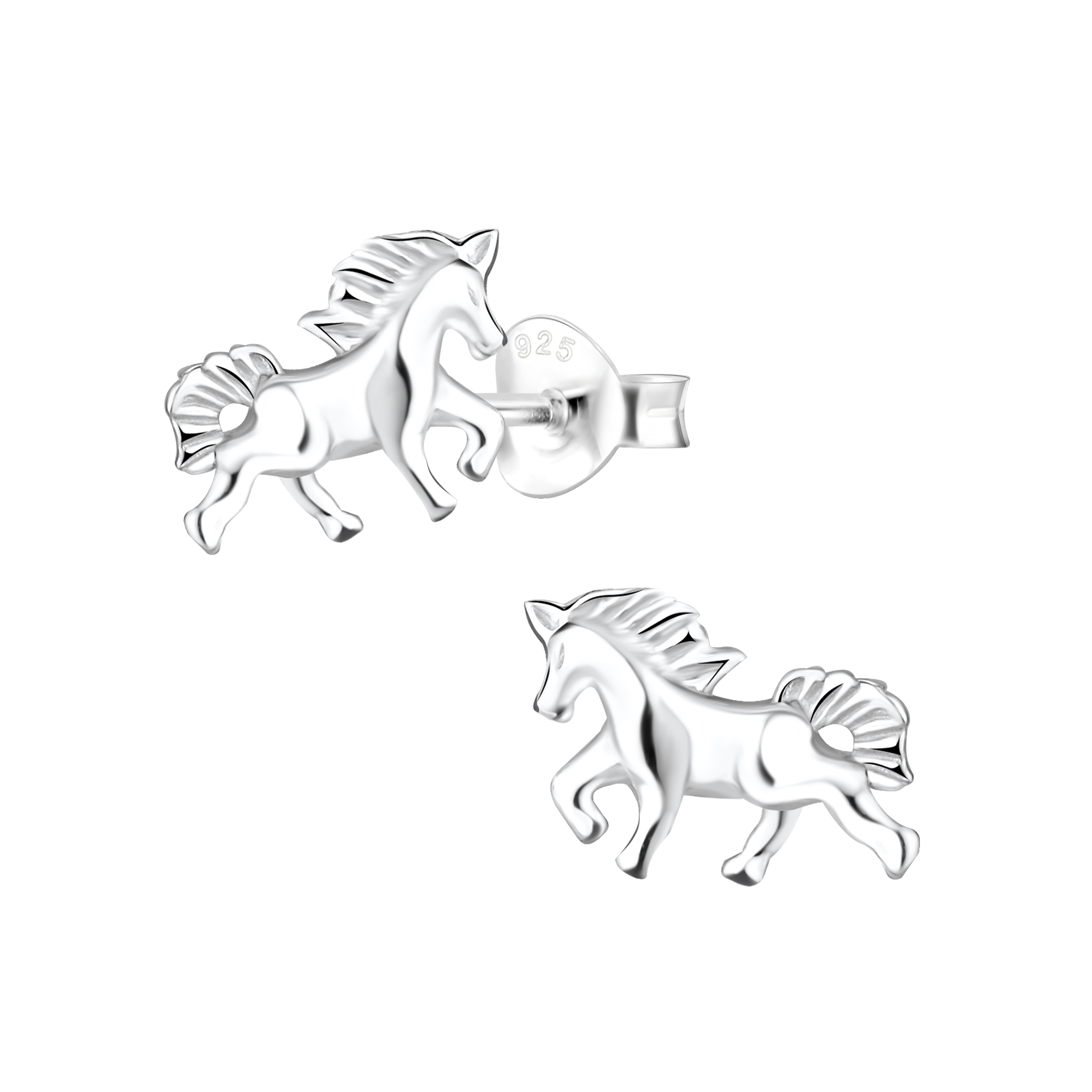 Levně Stříbrné náušnice kůň