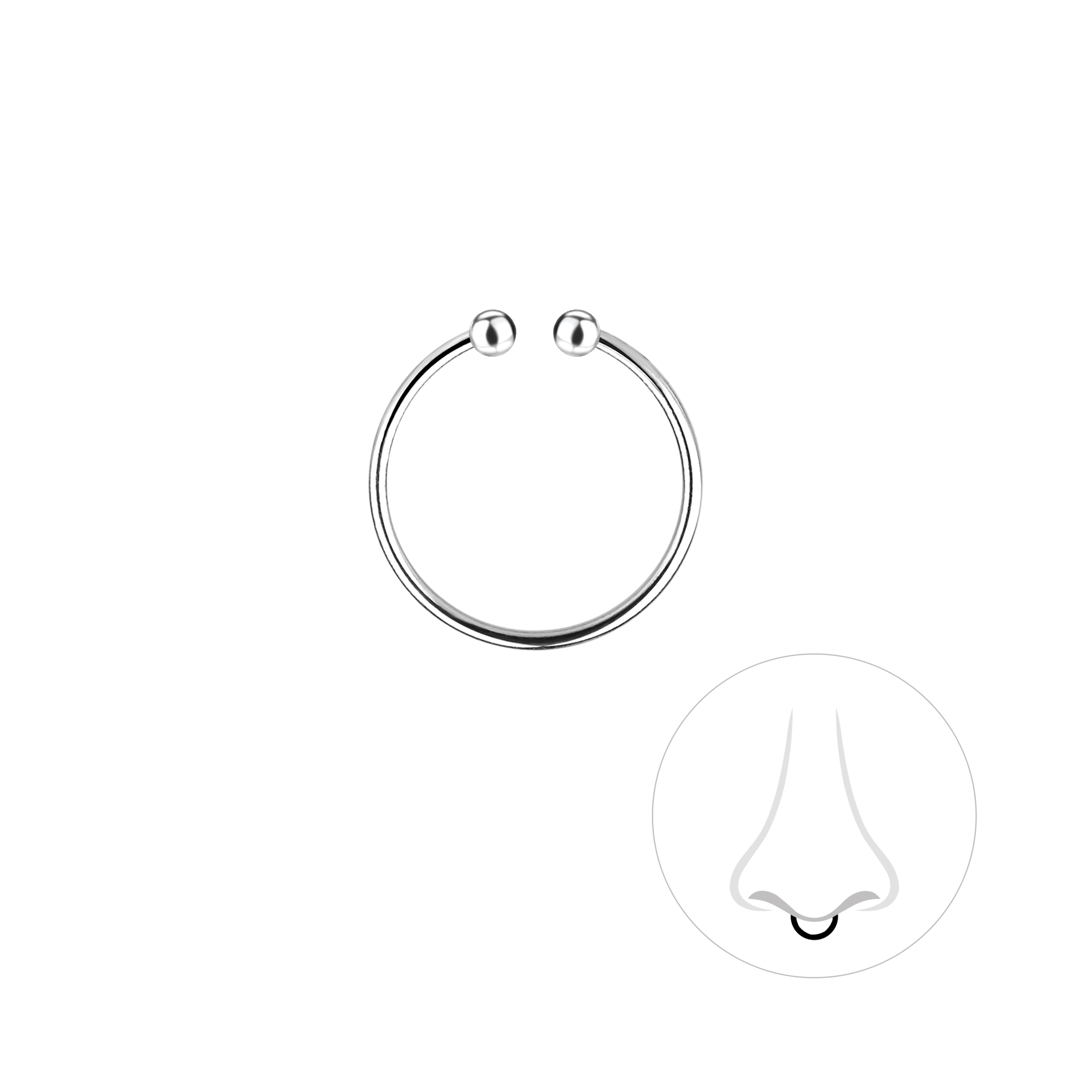 Levně Falešný piercing septum do nosu větší kroužek 12 mm