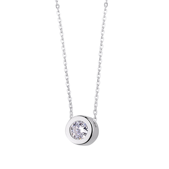 Levně Minimalistický stříbrný náhrdelník s průsvitným zirkonem