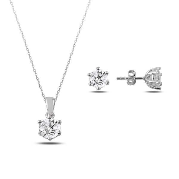 Stříbrná sada šperků - náušnice, náhrdelník