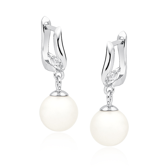 Levně Luxusní stříbrné náušnice - perla