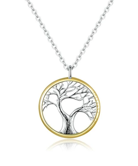 Levně Stříbrný strom života se žlutým zlacením - přívěsek včetně řetízku