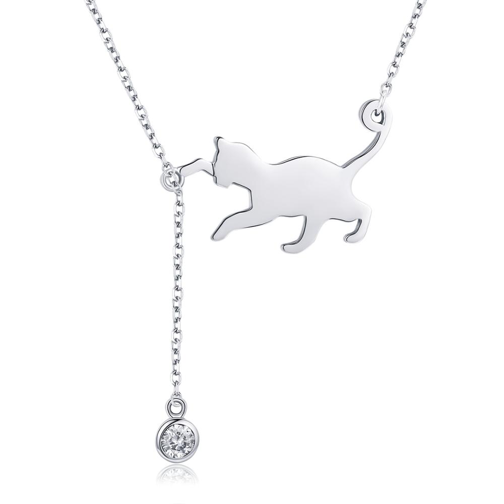 Levně Stříbrný řetízek hrající si kočka