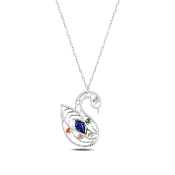 Levně Stříbrný náhrdelník labuť