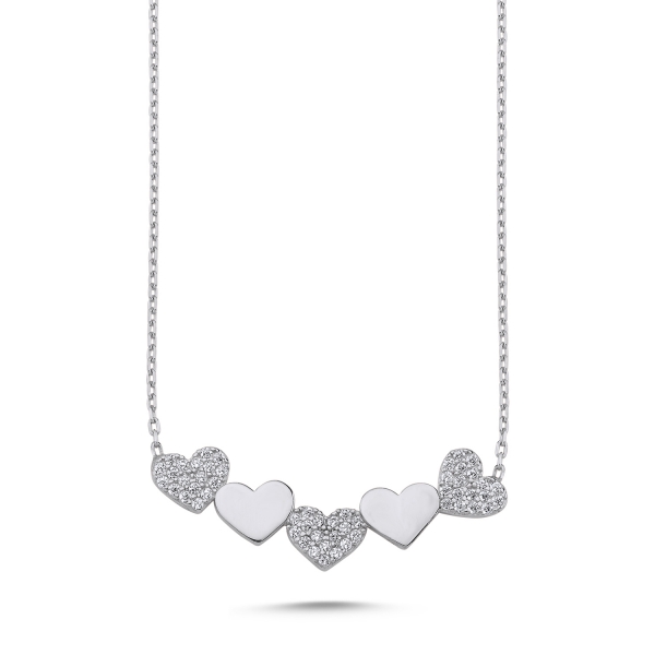 Levně Luxusní stříbrný náhrdelník drobná srdíčka