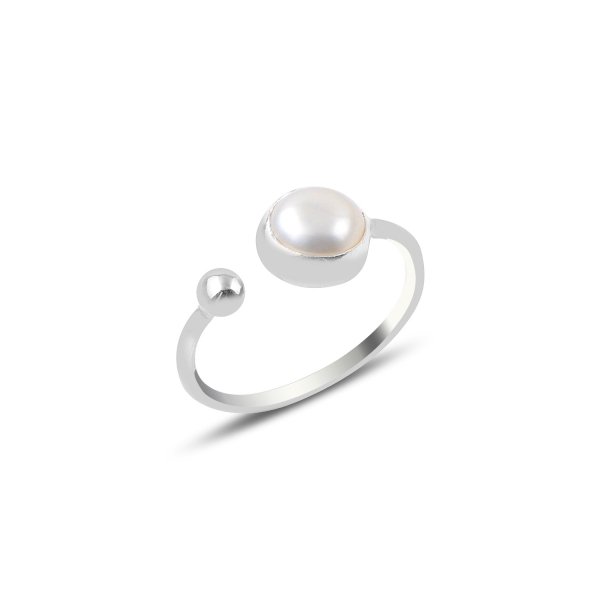 Levně Stříbrný otevřený prsten s perlou