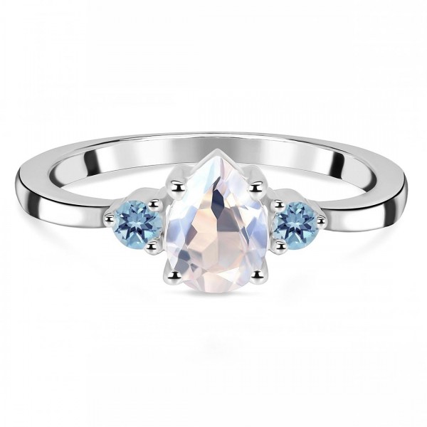 Klenoty Amber Luxusní stříbrný prsten měsíční kámen a topaz Eternity Velikost: 52