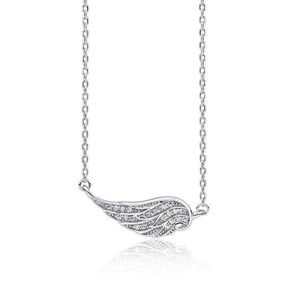 Levně Stříbrný náhrdelník andělské křídlo