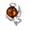 stříbrný andílek s jantarem a zirkonem