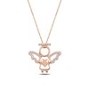 Stříbrný náhrdelník anděl - drobné zirkony - růžové zlacení
