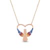 Stříbrný náhrdelník anděl v srdci - růžové zlacení