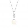 Stříbrný náhrdelník perla s čirým zirkonem