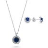 Stříbrná sada šperků kolečka modrý kámen - náušnice, náhrdelník