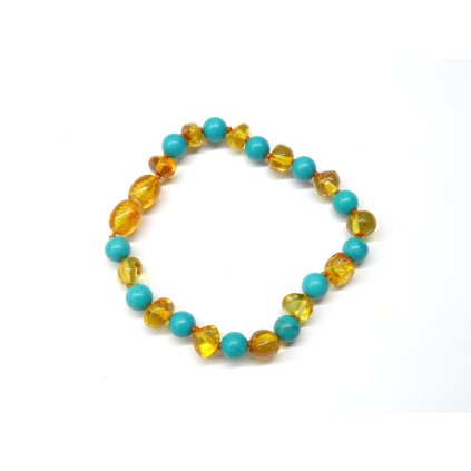 660 naramek pro zeny jantar a tyrkys se zapinanim 18 cm